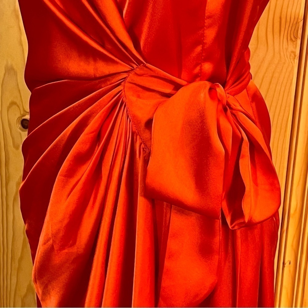 Shahar Avnet Orange Tulip Wrap Midi Dress Sz-One Size - Picture 5 of 11